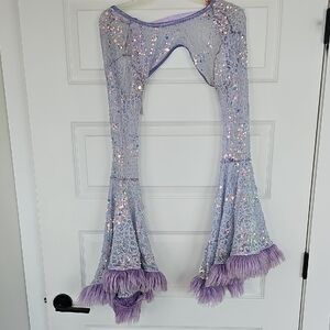 Lilac Sequin Fur Trimmed Shrug Rave Accesory